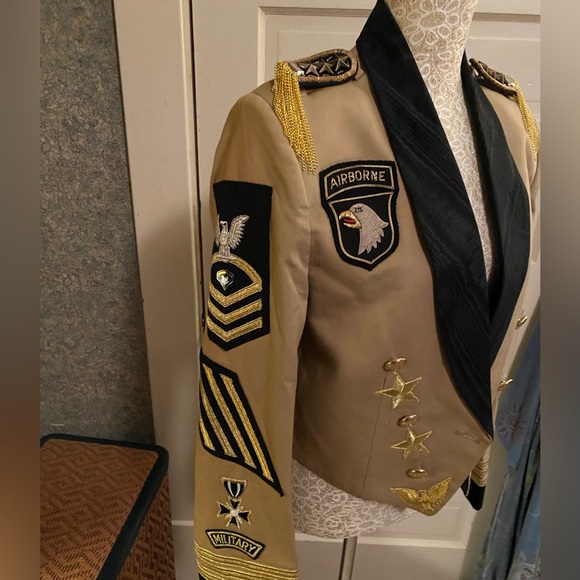 Vintage Gail Dauer khaki tan & black military jacket sz Small 80’s- 90’s READ - Picture 2 of 12